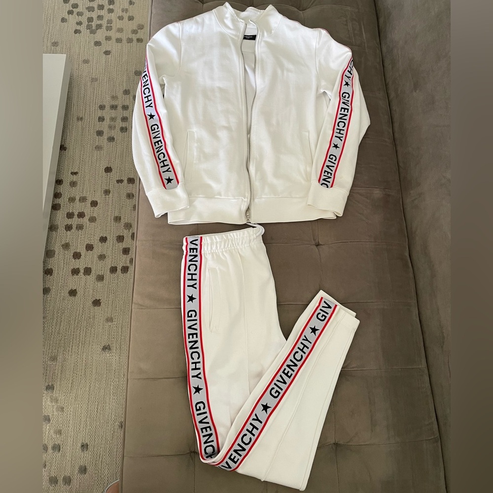 Givenchy White Tracksuit with Red Logo Stripes